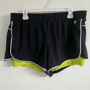 Black and Green Lined Athletic Running Shorts